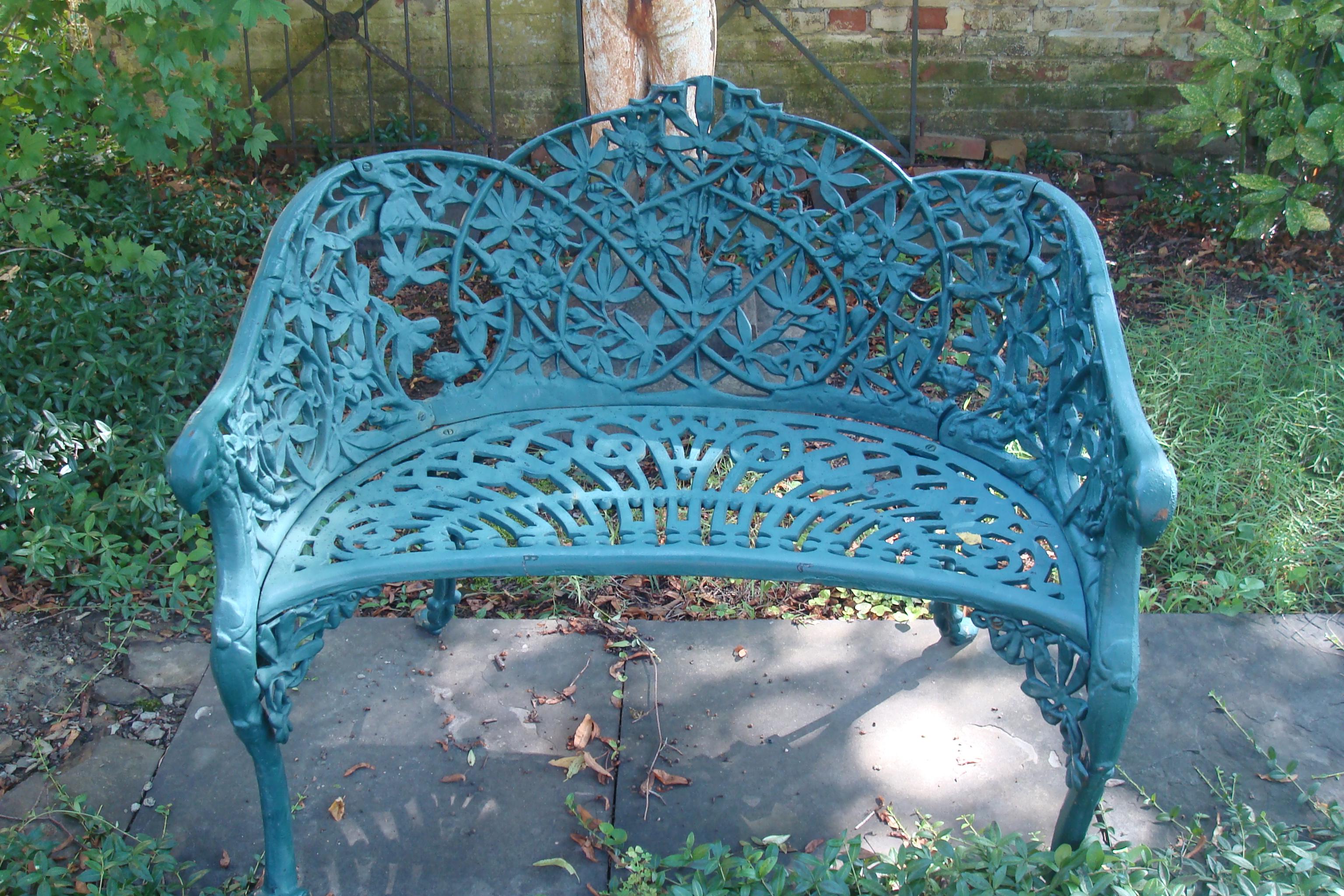 PASSION FLOWER BENCH, CAST IRON