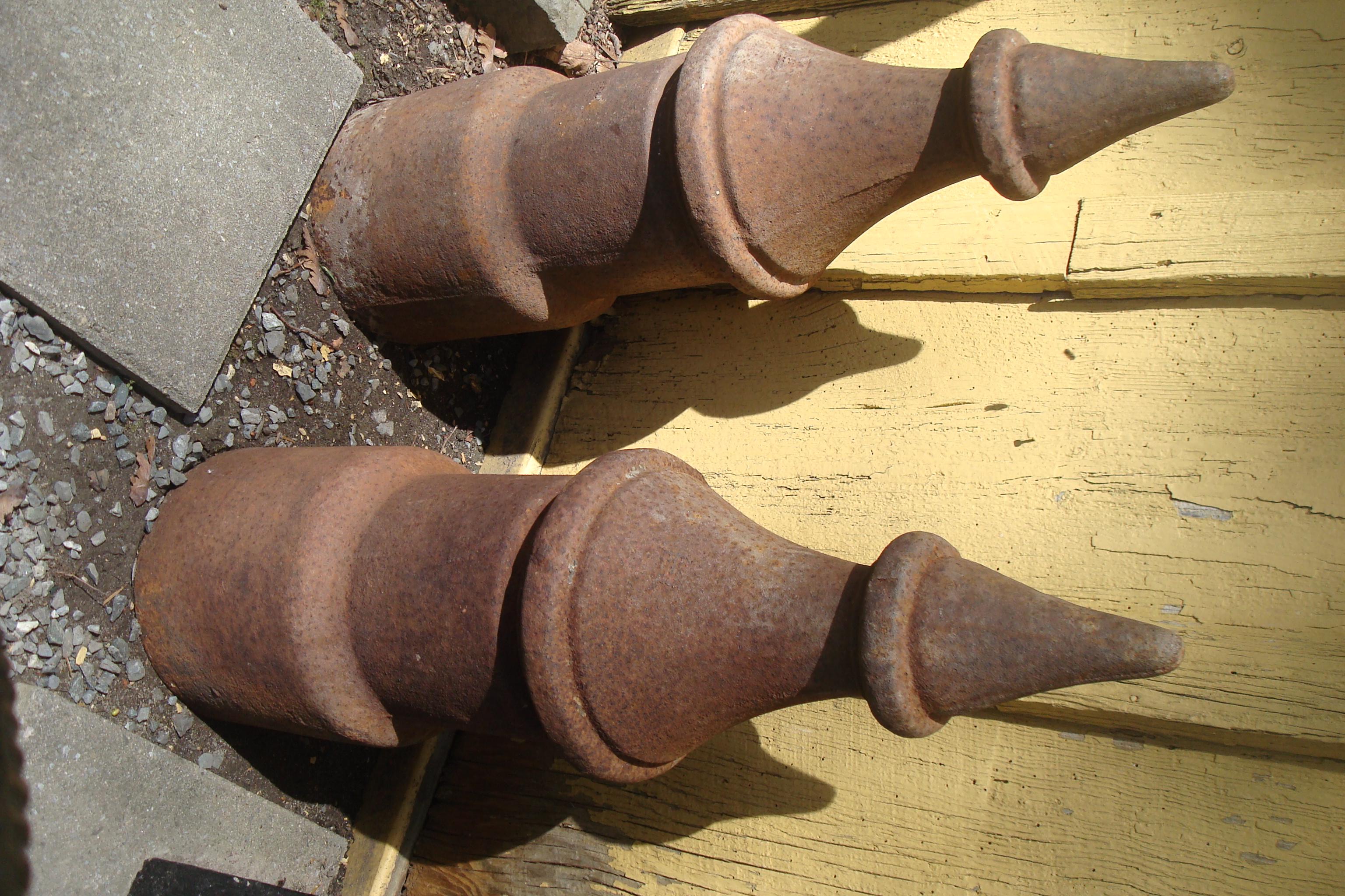FINIALS, CAST IRON PAIR, LATE 19TH, EARLY 20TH C.