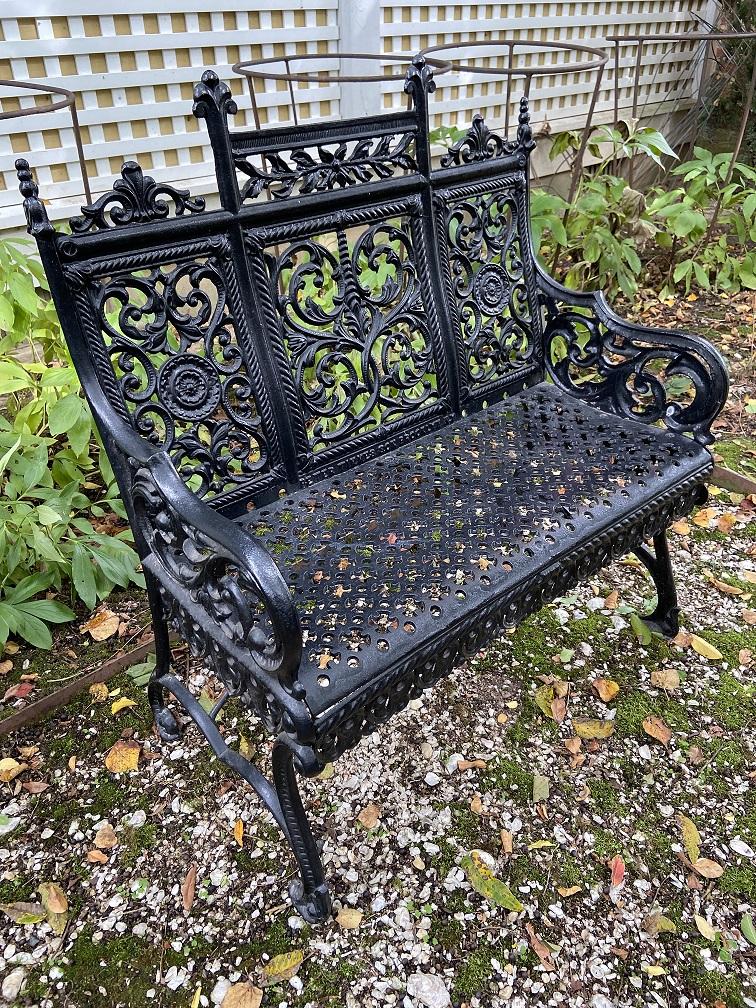 CAST IRON BENCH CURTAIN PATTERN SIGNED PETER TIMMES